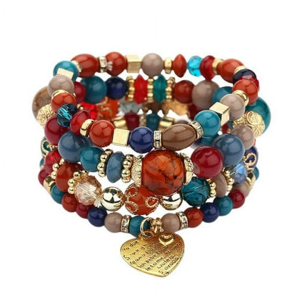 Bohemian Tassel and Wing Charm Bracelet Set