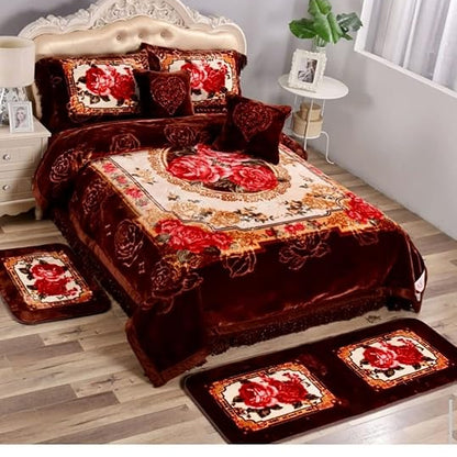 REHMAT Handloom ,Soft Bedding Set 8 Pcs (Quilt, Double Bed Sheet, 2 Pillow Covers, 2 Filled Cushions, 2 Filled Bolster Covers Set (3)