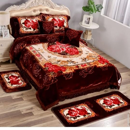 REHMAT Handloom ,Soft Bedding Set 8 Pcs (Quilt, Double Bed Sheet, 2 Pillow Covers, 2 Filled Cushions, 2 Filled Bolster Covers Set (3)